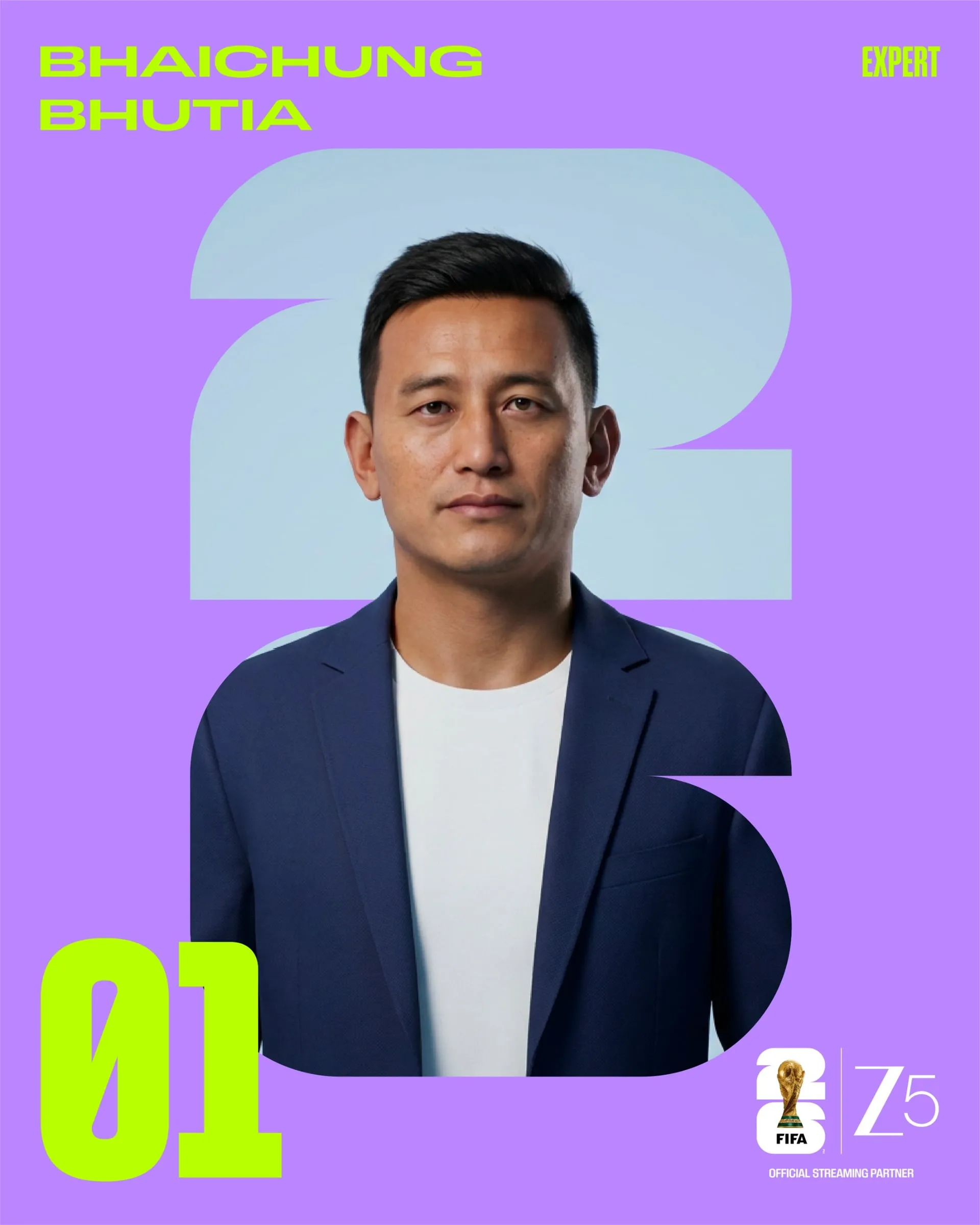 Bhaichung Bhutia on ZEE5's FIFA World Cup 2026 expert panel graphic