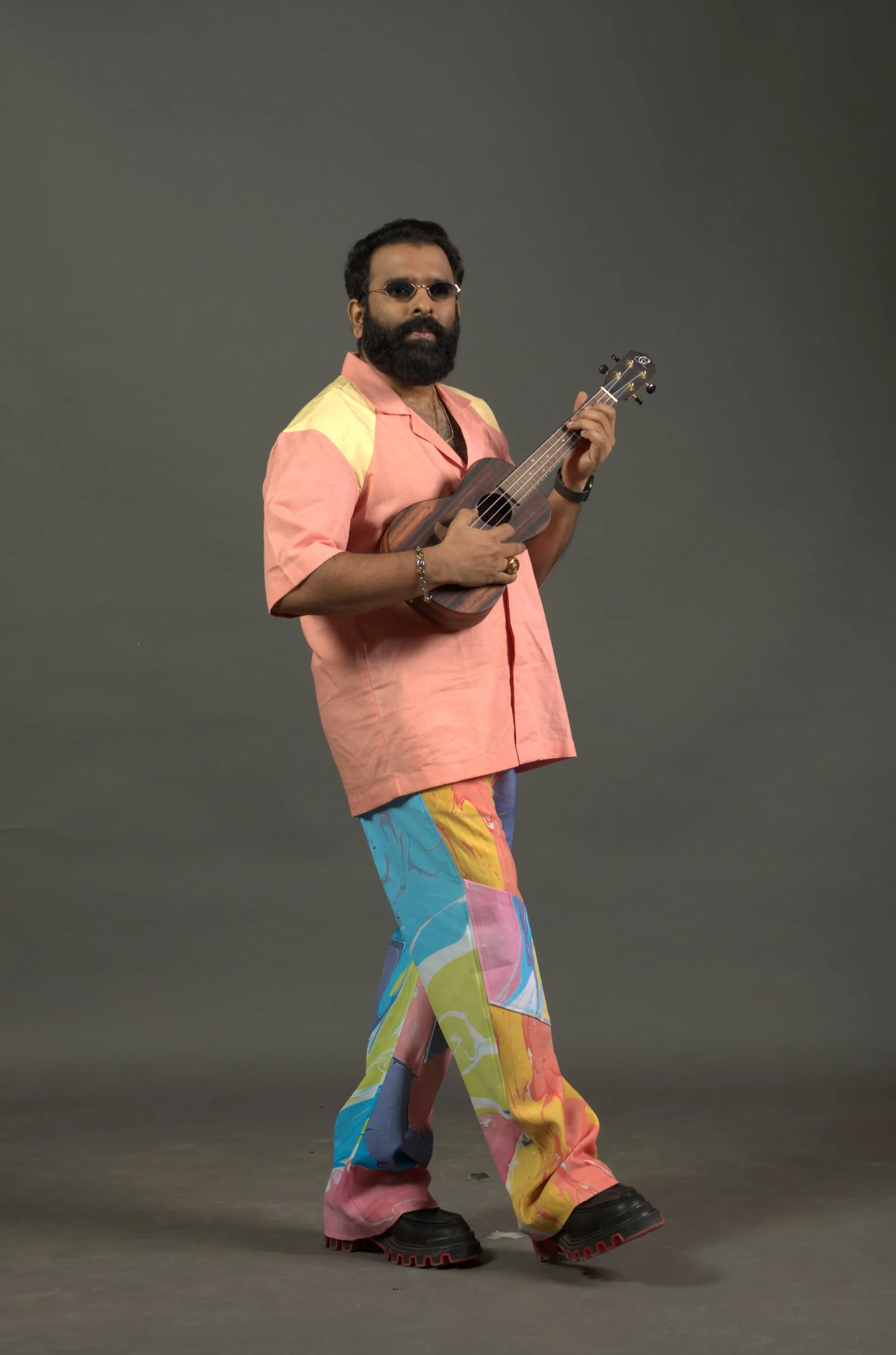 Santhosh Narayanan with a ukulele