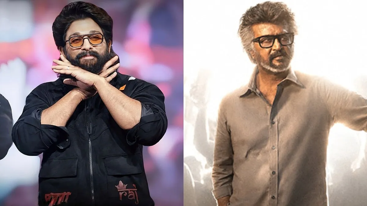Allu Arjun and Rajinikanth in side-by-side photographs